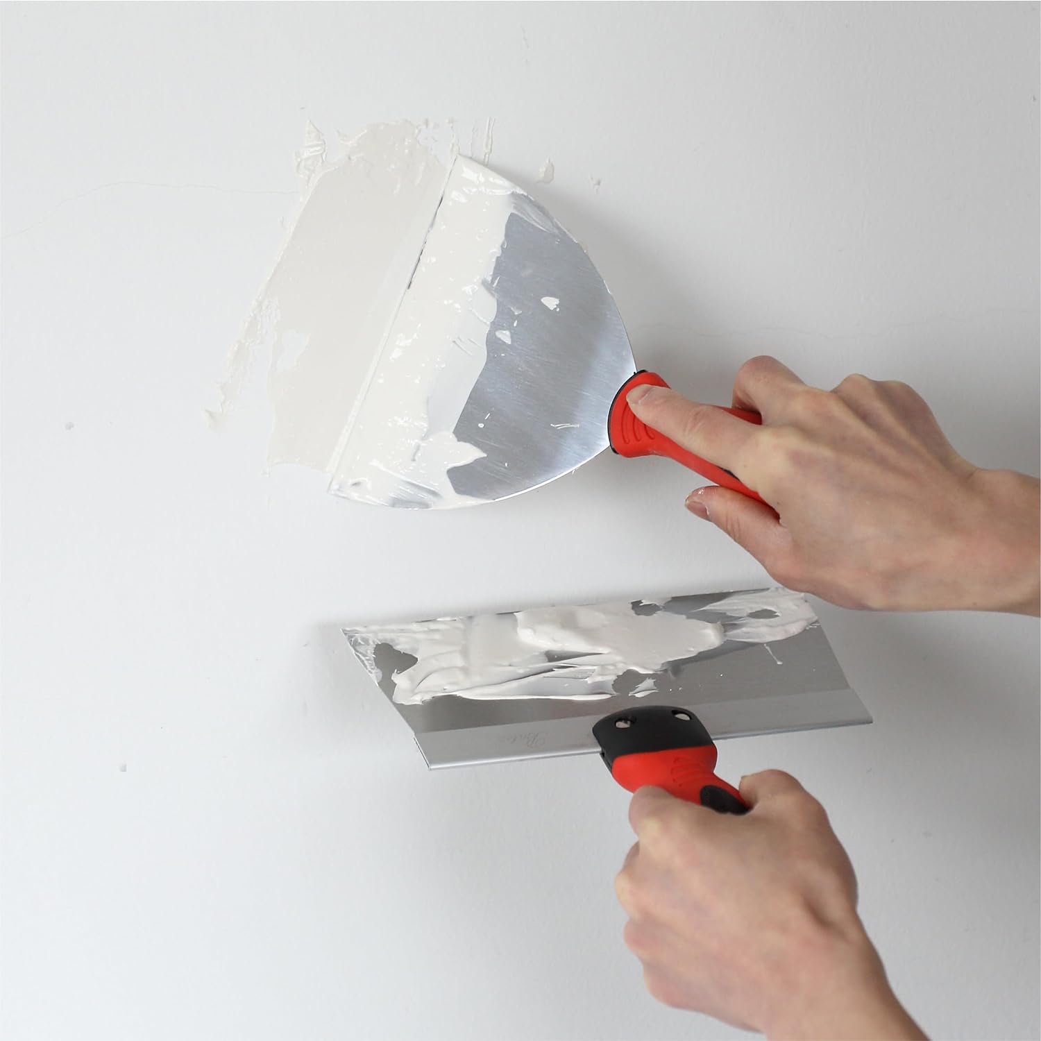 Drywall Knife Set Stainless Steel Drywall Hand Tool Kit Includes Putty knife,Taping knife, Painter Scraper Tool & 12" Mud Pan