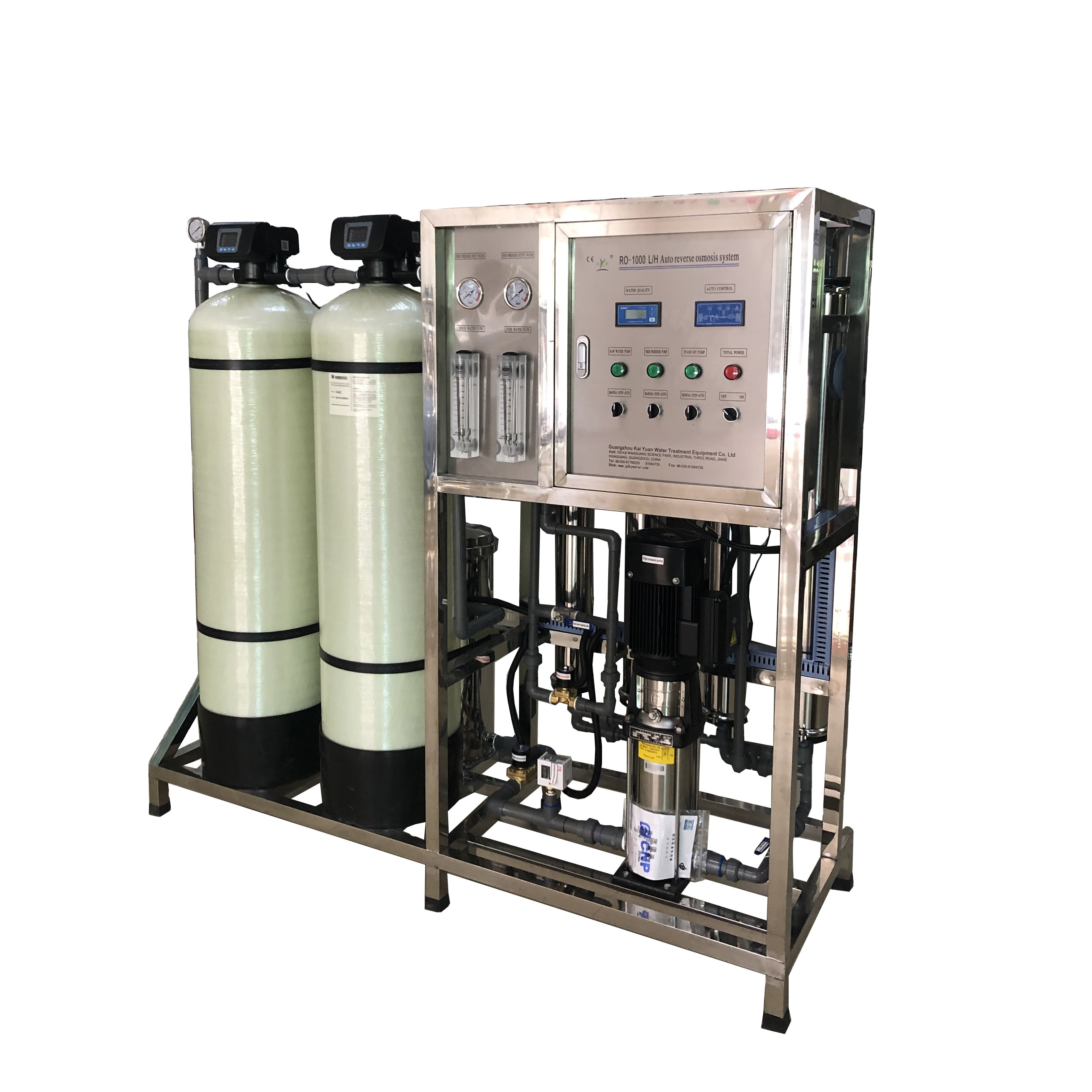 Kai Yuan RO Reverse Osmosis Plant of 1000 Liters/hour, a Line of Purified Water Production and Packaging Plant