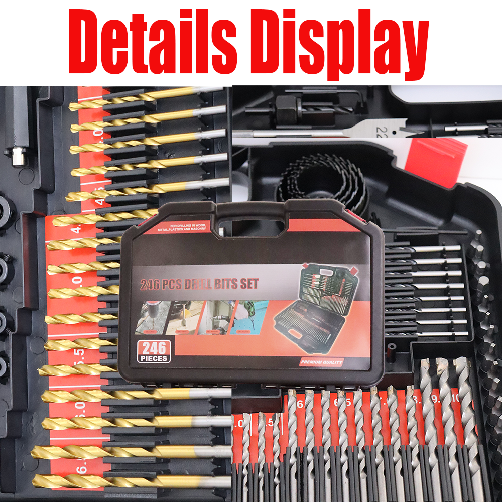 Multifunction 246Pcs Drill Bit Set for wood metal and concrete power tools kit electric drill hand tools powerful repair parts
