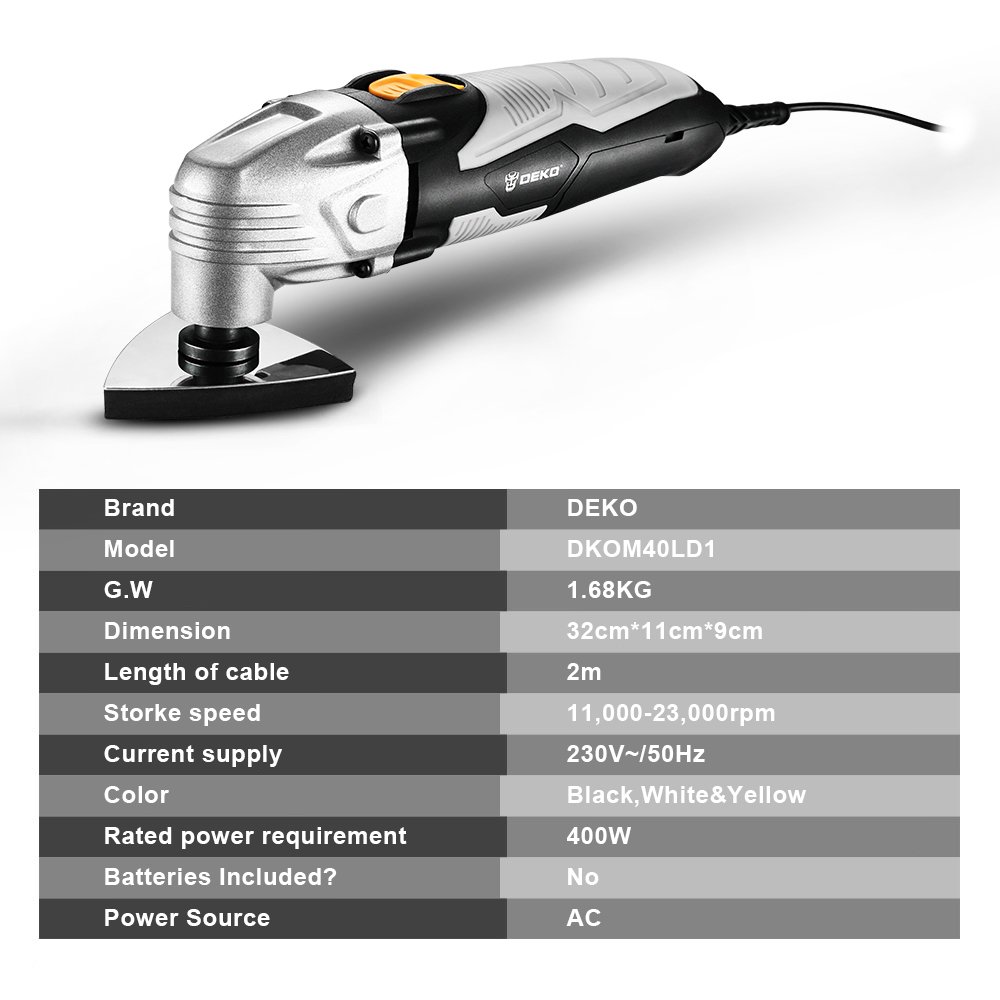 DEKO DKOM40LD1-S1 220V Multifunction Other Power Tools Oscillating Tool Trimmer Saw Variable Speed with Accessories Woodworking