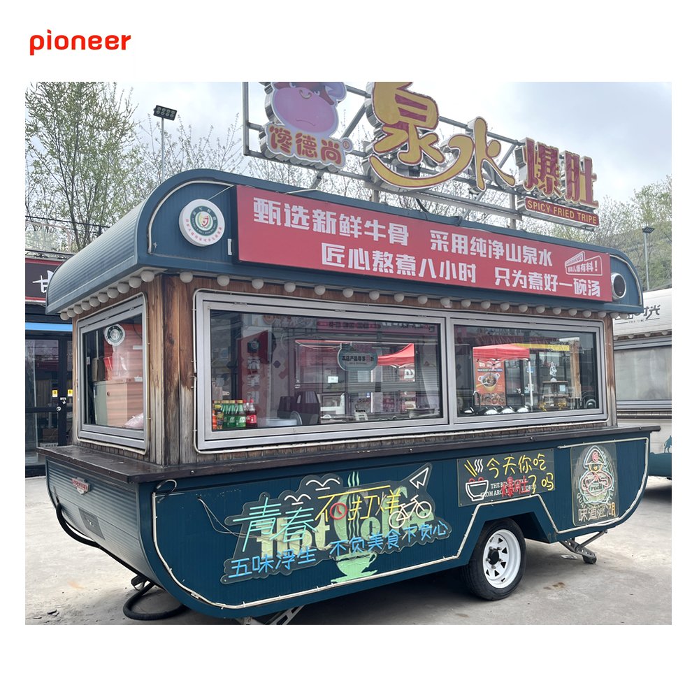 OEM Mobile Fast Food Trailer Ice Cream Hotdog Catering Cart with Full Kitchen Snack Vending Taco BBQ Grill Truck Customized