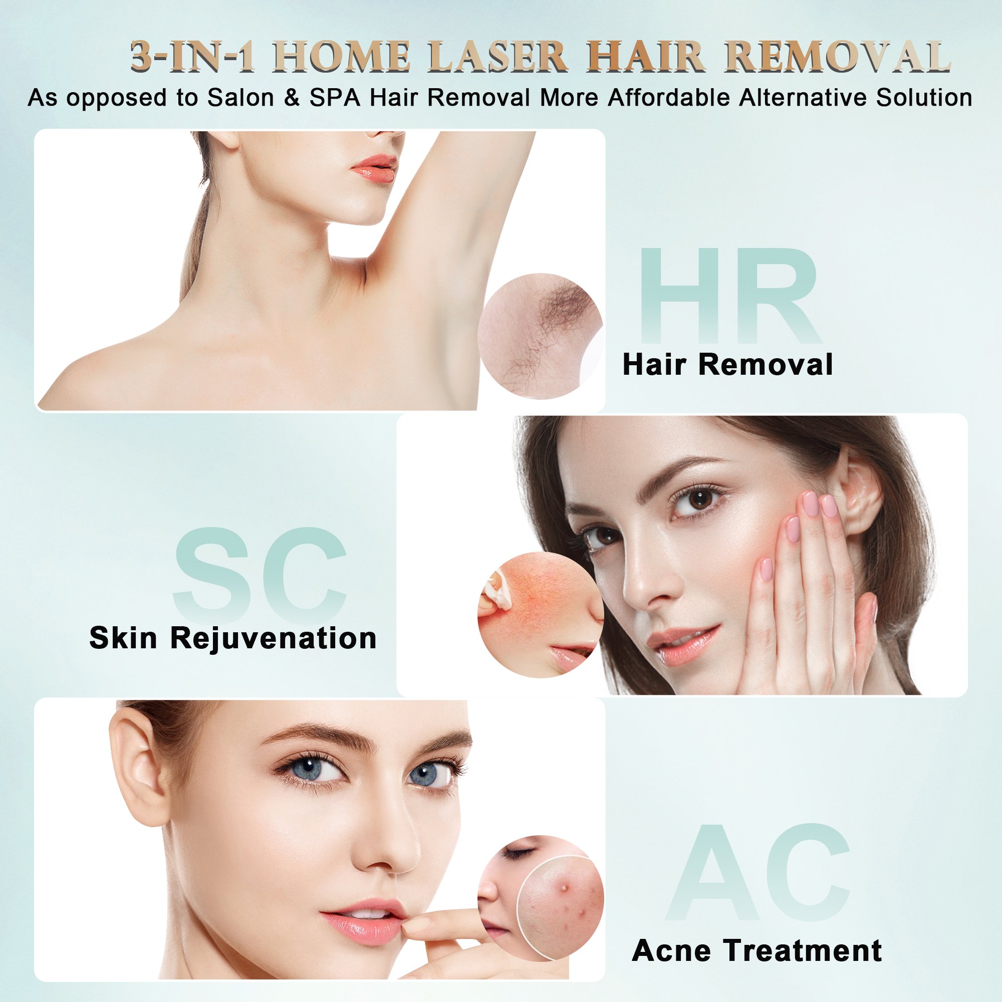 DEESS 3 in 1 Ipl Hair Removal Handset Laser Hair Remover Professional Hair Removal Device Laser Epilation Ipl Machine ODM OEM
