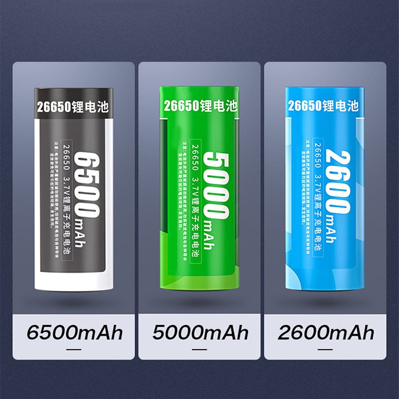 High Quality Cylinder 26650 Lithium Battery 6500mah Large Capacity Constant Voltage 3.7V Rechargeable Lithium Battery
