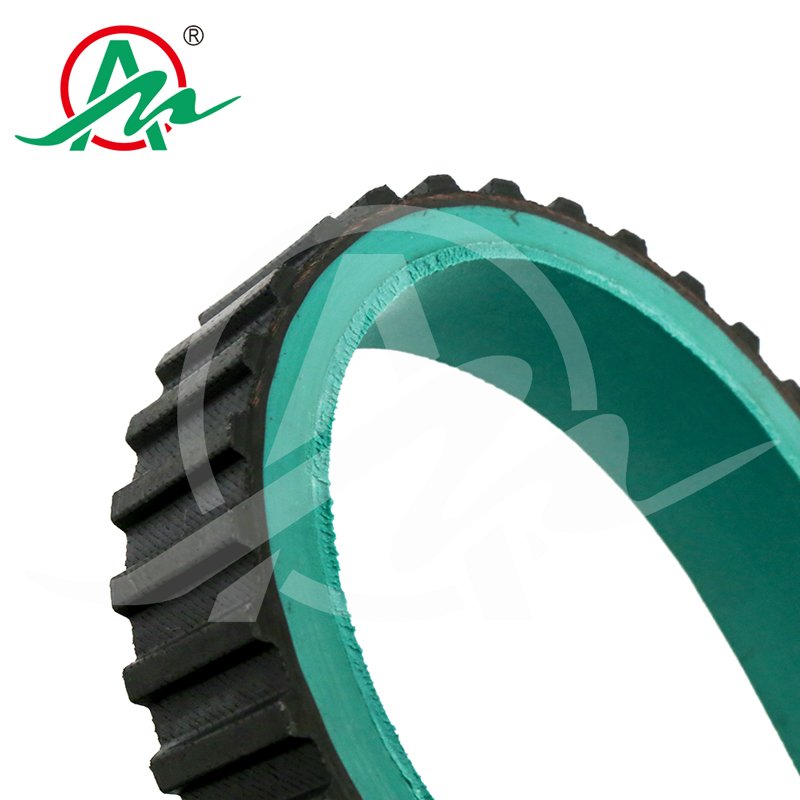 Black Rubber Timing Belt With Green Rubber Coated Integral Vulcanization