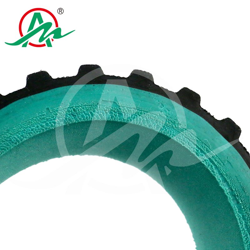 Black Rubber Timing Belt With Green Rubber Coated Integral Vulcanization