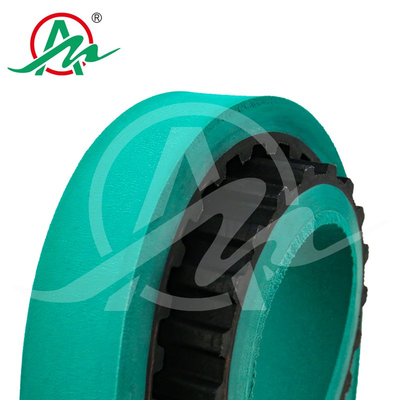 Black Rubber Timing Belt With Green Rubber Coated Integral Vulcanization