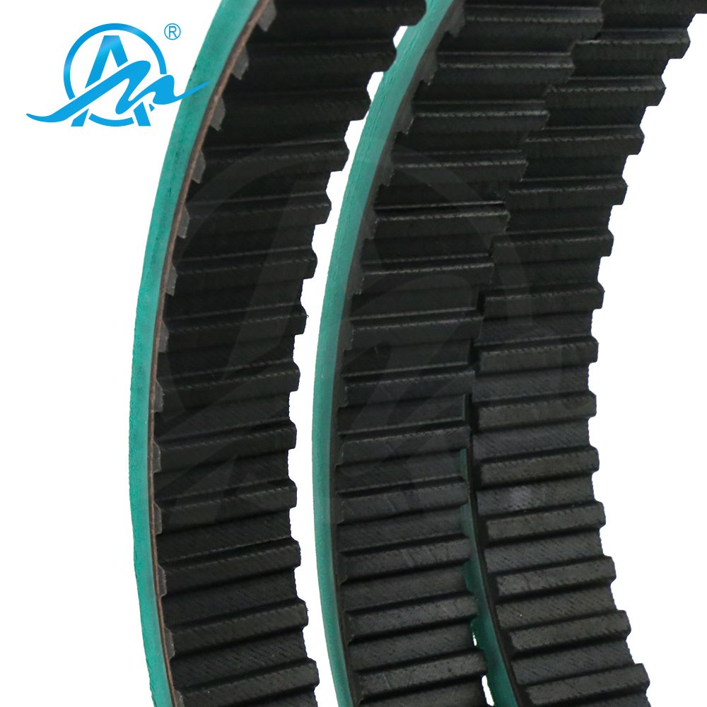 Black Rubber Timing Belt With Green Rubber Coated Integral Vulcanization
