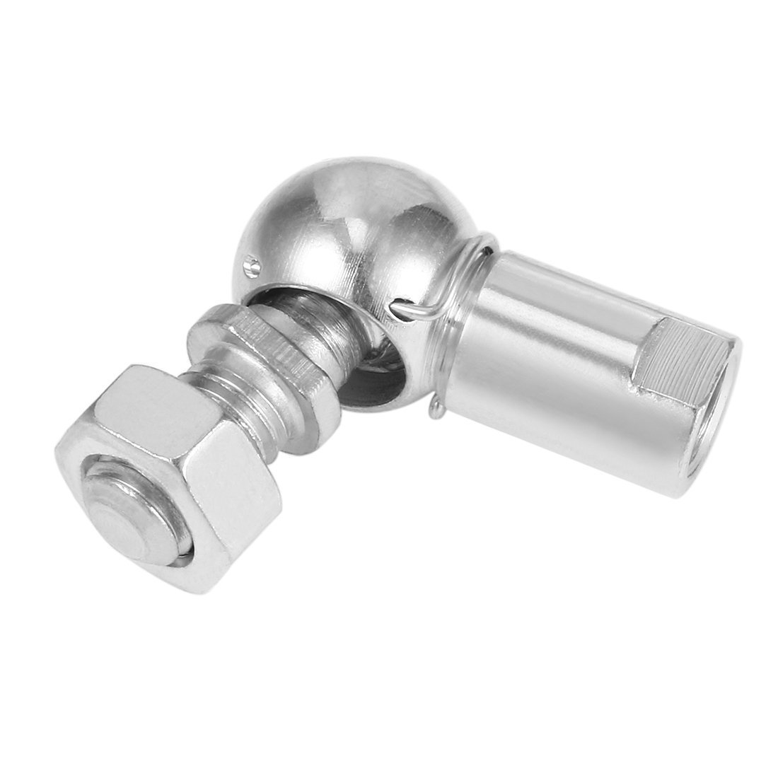 DIN71802-CS-22-M14, Angle Ball Joints, M14x1,5, Right Hand, With Threaded Stud and Safety Clips, Carbon Steel, Zinc Plated
