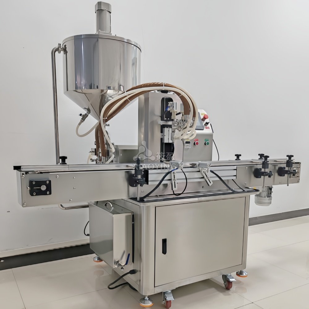 2 Nozzles Fully Automatic Cream Paste Cosmetic Jar Honey Bottling Equipment Wax Tomato Paste Heating Mixing Filling Machine