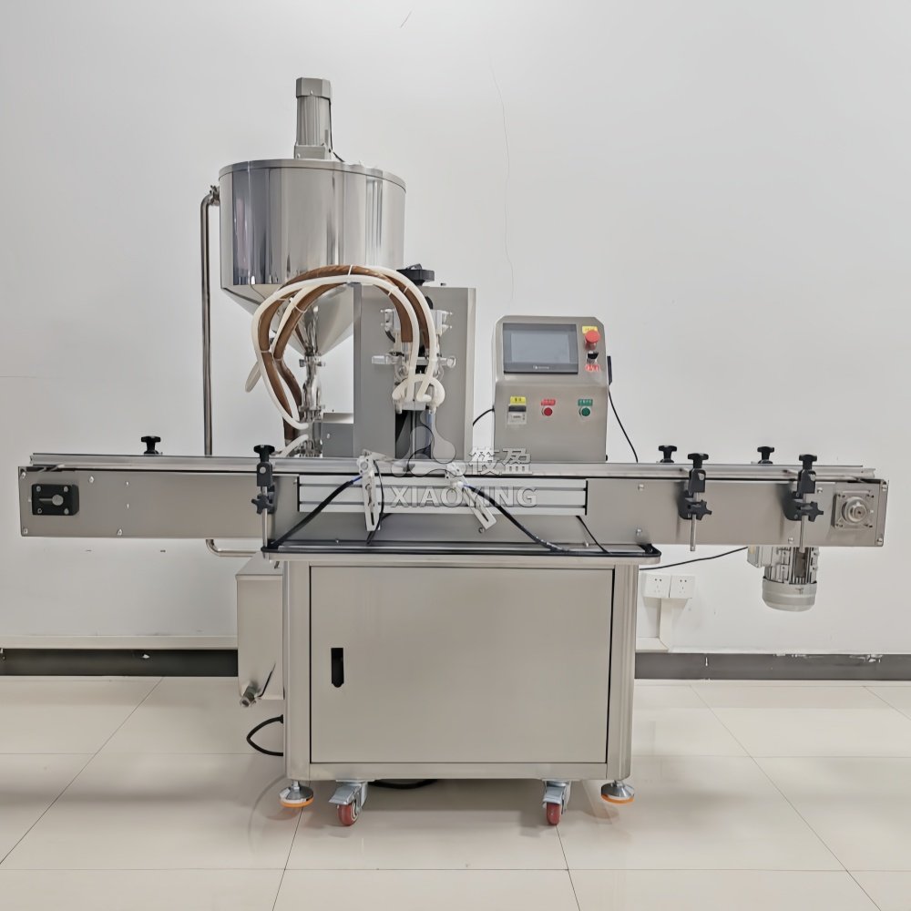 2 Nozzles Fully Automatic Cream Paste Cosmetic Jar Honey Bottling Equipment Wax Tomato Paste Heating Mixing Filling Machine