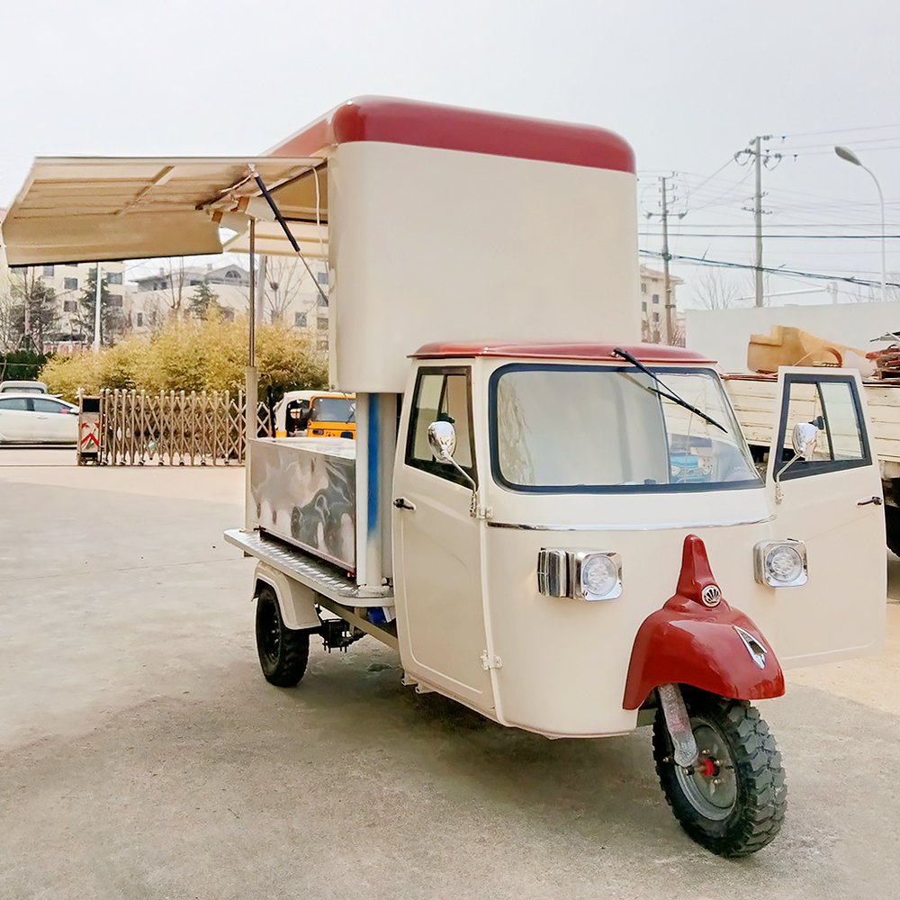 Coffee Catering Cart Electric Food Van Mobile Fast Ice Cream Tricycle Tuk Tuk Piaggio Ape Truck for Sale