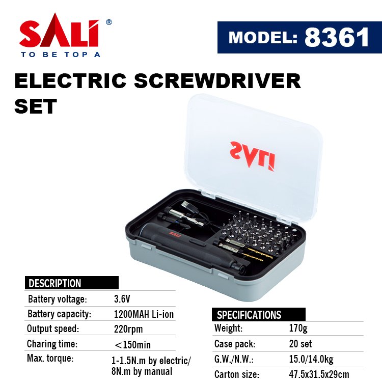 SALI 39 in1 Rechargeable 1200mAh lithium battery 3.6V cordless precision mini electric screwdriver set