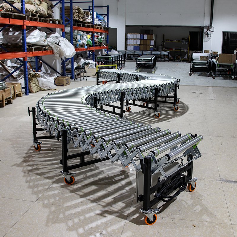 LIANGZO Electric Power Retractable Flexible Expandable Roller Conveyor for Sale