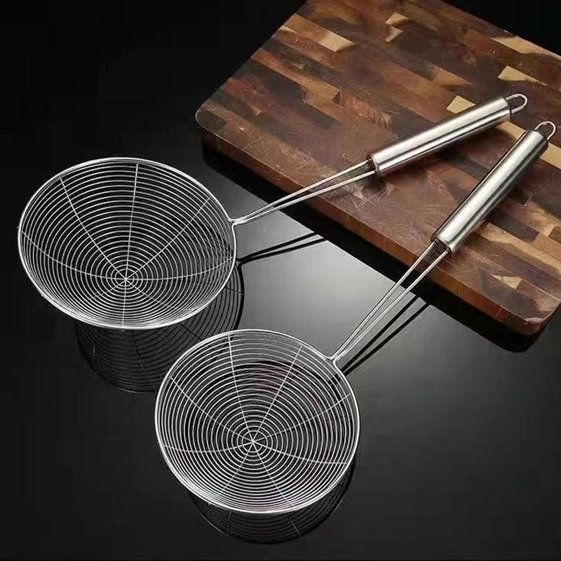 Oil-frying Filter Kitchen Tools Stainless Steel Multi-function Oil Filter Spoon With Clip Juice Filter stainless steel skimmer