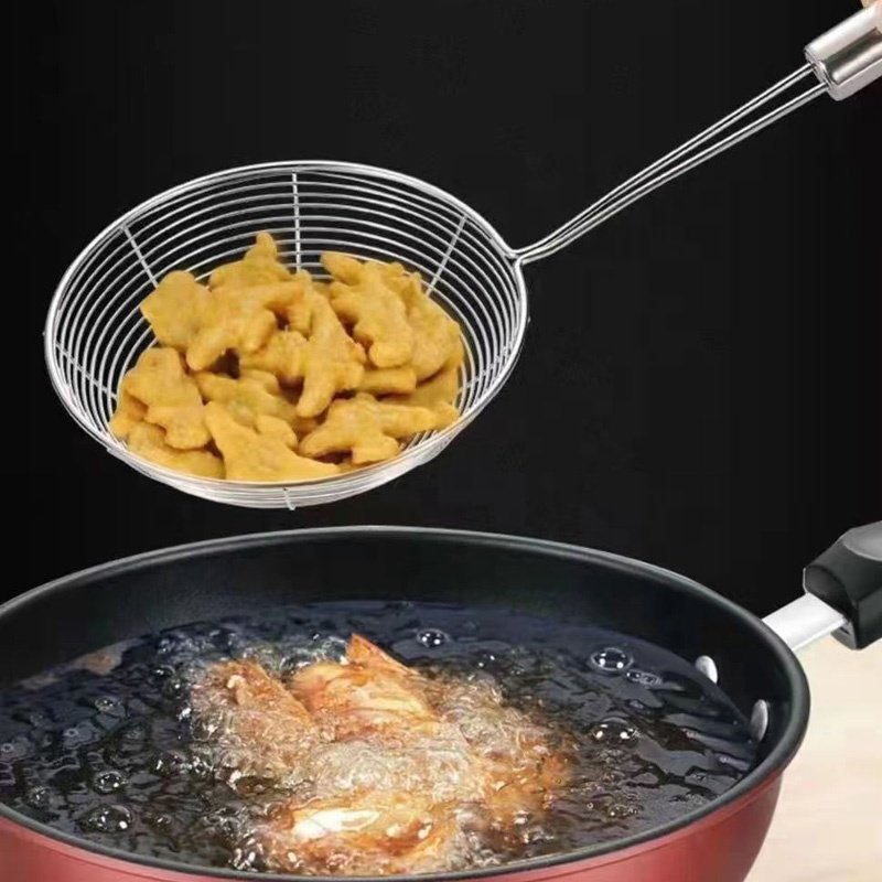Oil-frying Filter Kitchen Tools Stainless Steel Multi-function Oil Filter Spoon With Clip Juice Filter stainless steel skimmer