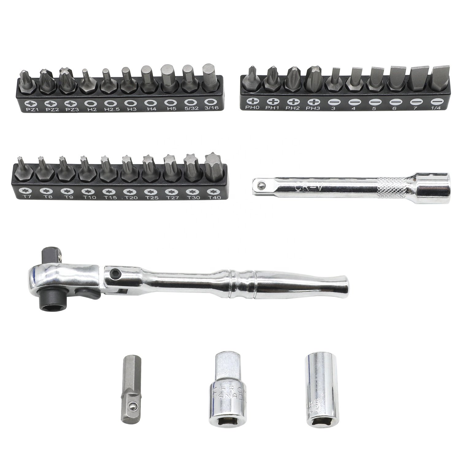 35pcs Socket Set Metric Wrench 1/4" Drive Ratchet Bit Set Flex Head Ratcheting Torque Wrench Set Screwdriver Socket Wrenches