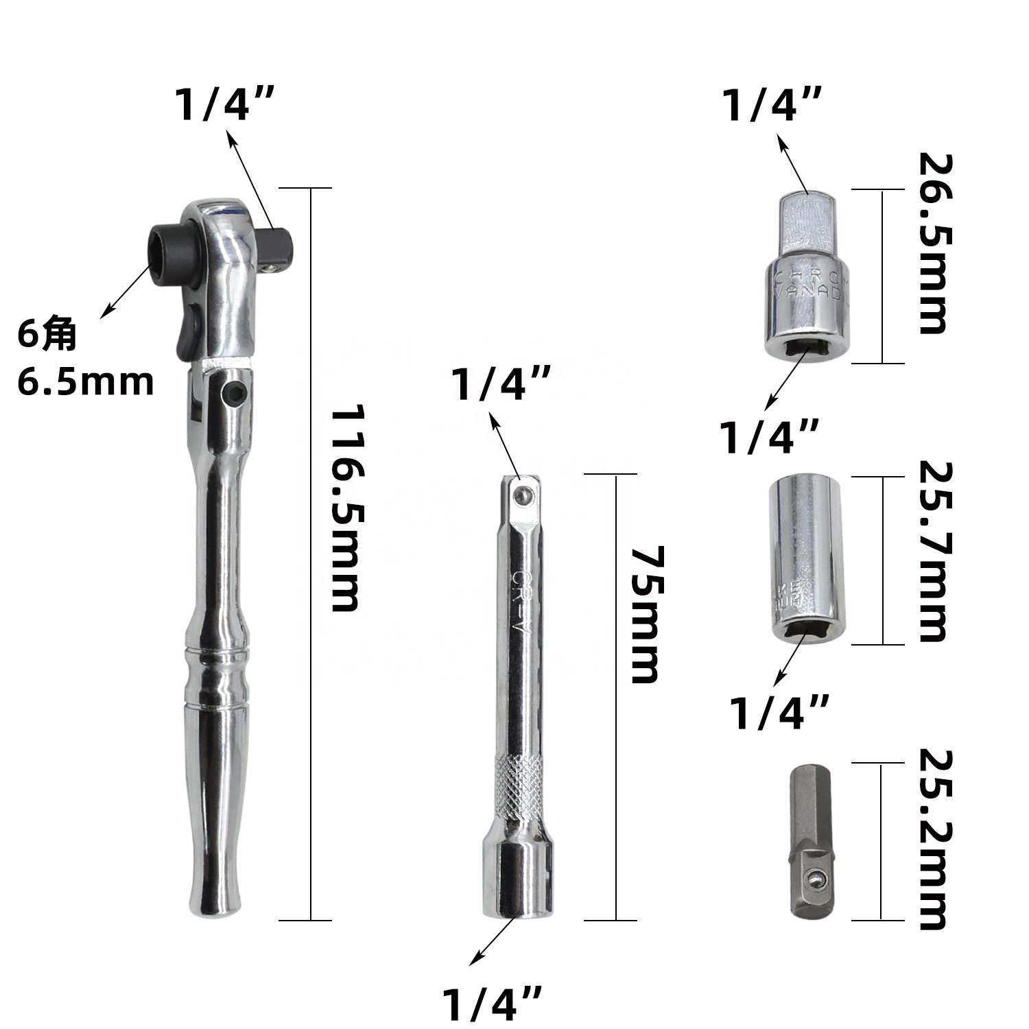 35pcs Socket Set Metric Wrench 1/4" Drive Ratchet Bit Set Flex Head Ratcheting Torque Wrench Set Screwdriver Socket Wrenches