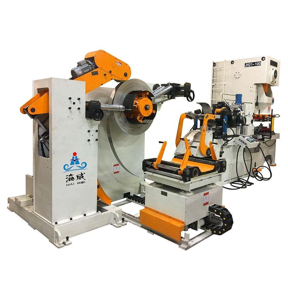 HAIWEI Space-saving Metal Coil Decoiler Straightener and Servo Roll Feeder for Auto Parts Production Line