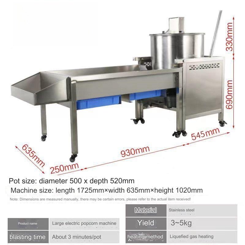 Fully Automatic Popcorn Machine With Wheels Easy to Move Popcorn Maker Gas Heating Commercial Corn Snack Pop Corn Equipment