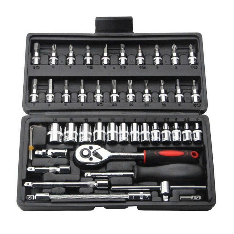 46-In-1 Combination Auto Repair Toolbox Includes Rachet Wrench Set Other Hardware Tools For Car Tools Juegos De Herramientas