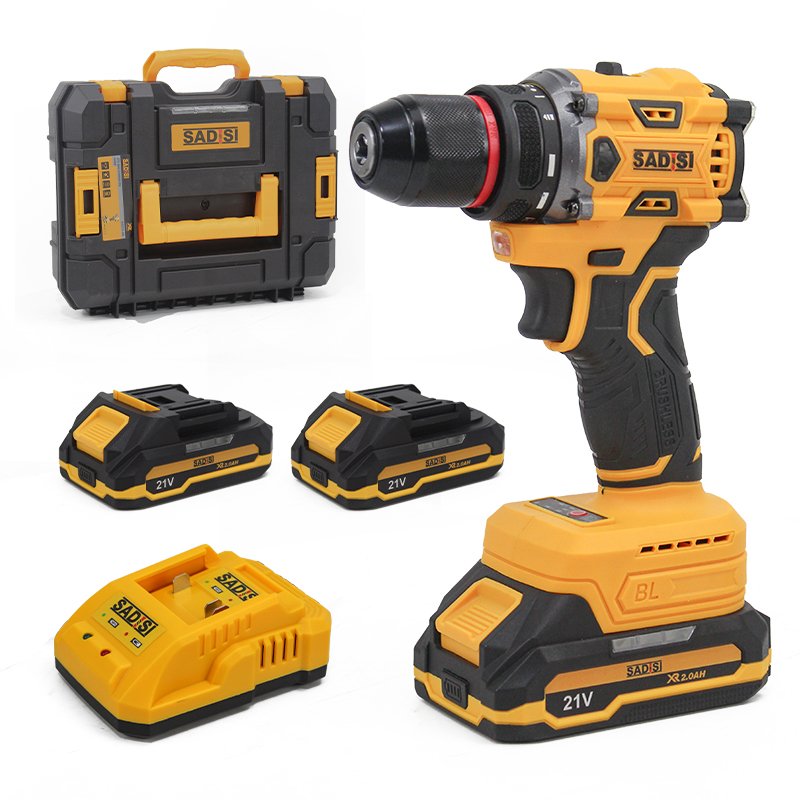 SADIS 21V/2.0Ah Cordless Drill- 70Nm Dual Speed Cordless Tools Brushless Motor Cordless Drill Set Lithium Ion Batteries