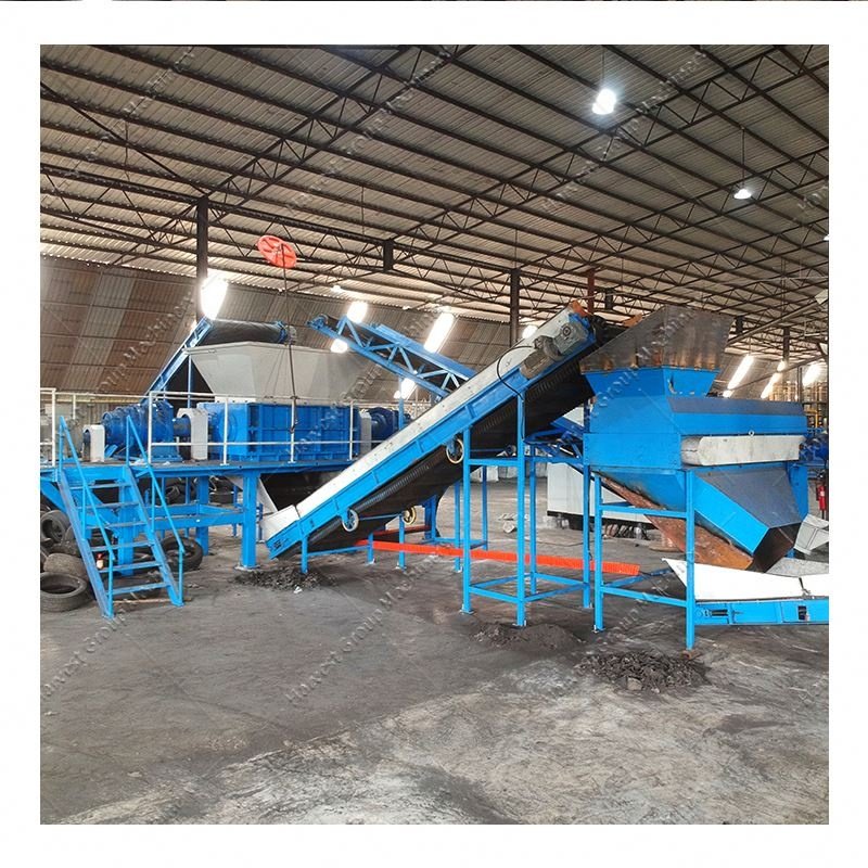 Tire Crusher Equipment Tyre Shredding Recycling Machines Double Shaft Shredder Machine Fully Automated Tire Crusher Plant