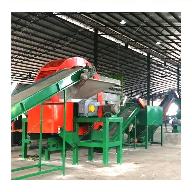Tire Crusher Equipment Tyre Shredding Recycling Machines Double Shaft Shredder Machine Fully Automated Tire Crusher Plant