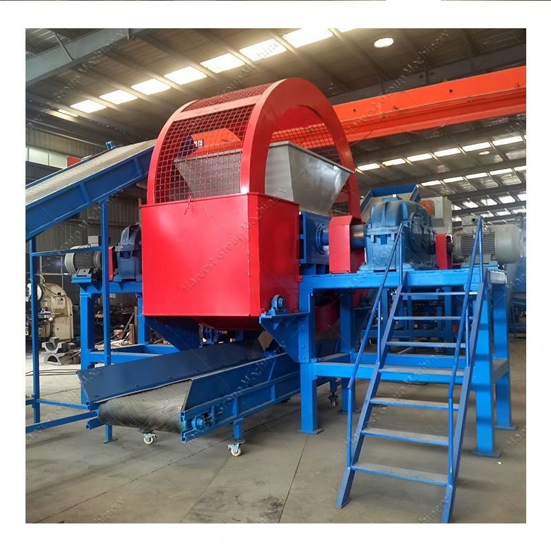 Tire Crusher Equipment Tyre Shredding Recycling Machines Double Shaft Shredder Machine Fully Automated Tire Crusher Plant
