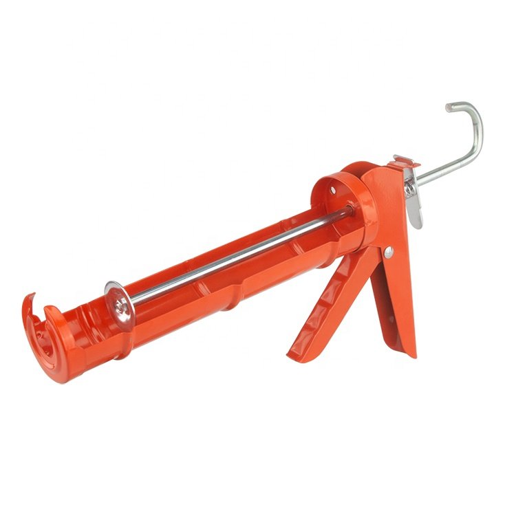 Red Heavy Duty Power Mortar Pneumatic 600ml Iron Tube Sausage Sealant Glue Caulking Gun
