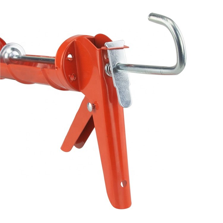 Red Heavy Duty Power Mortar Pneumatic 600ml Iron Tube Sausage Sealant Glue Caulking Gun