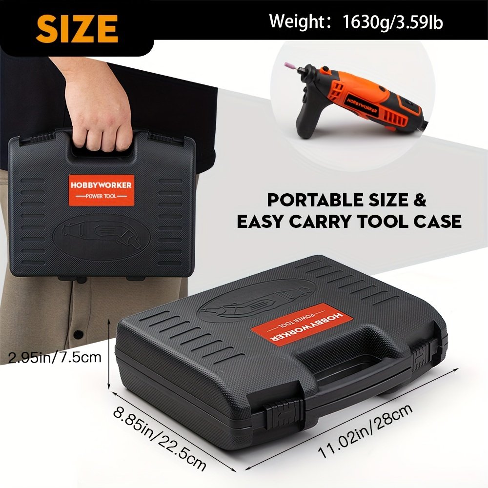 he Hobbyworker Rotary Tool Kit With 129pcs Accessories, 110V 160W Power Rotary Tool with Flexible Shaft & Accessories