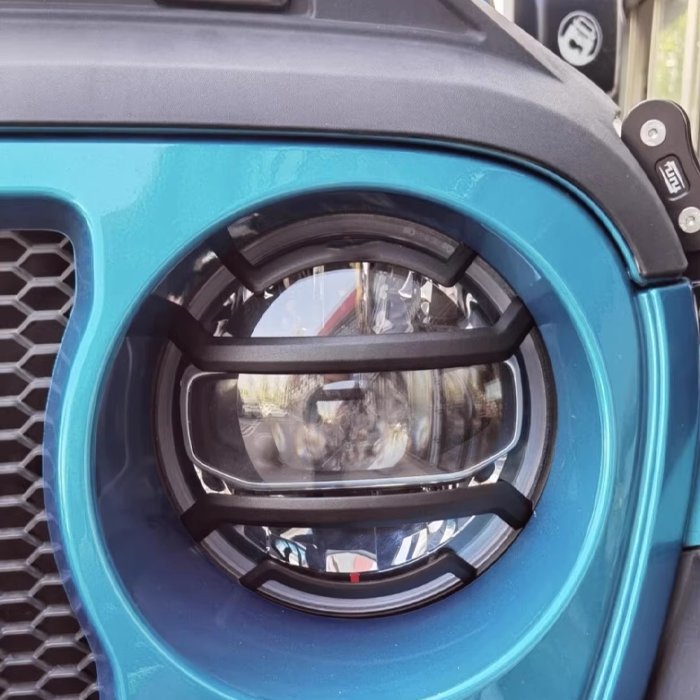 Exterior Black Aluminum Alloy LED Headlight Front Light 1 Pair Cover for Jeep Wrangler JL 2018+ RR Style Head Lamp Protector