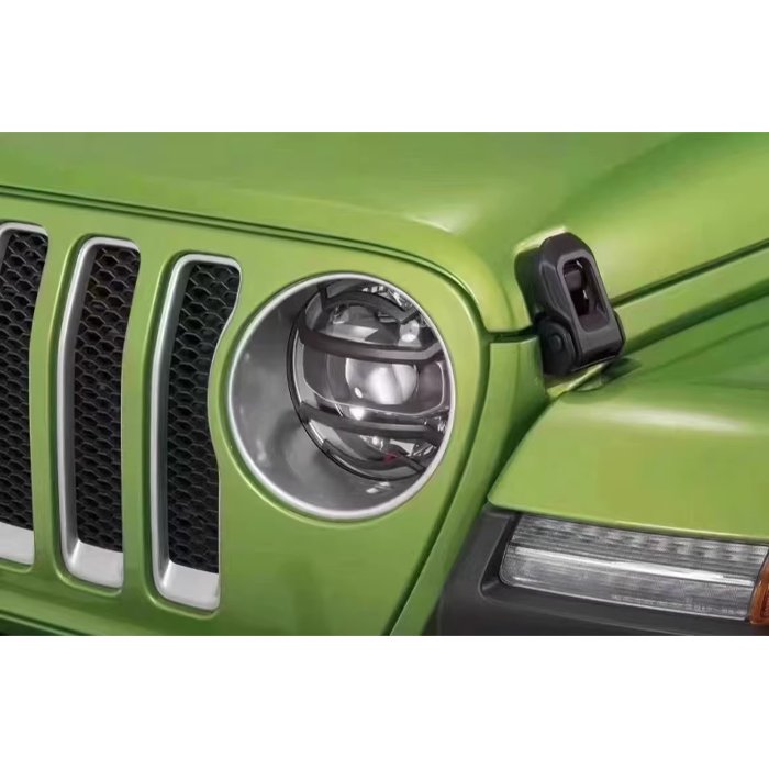 Exterior Black Aluminum Alloy LED Headlight Front Light 1 Pair Cover for Jeep Wrangler JL 2018+ RR Style Head Lamp Protector