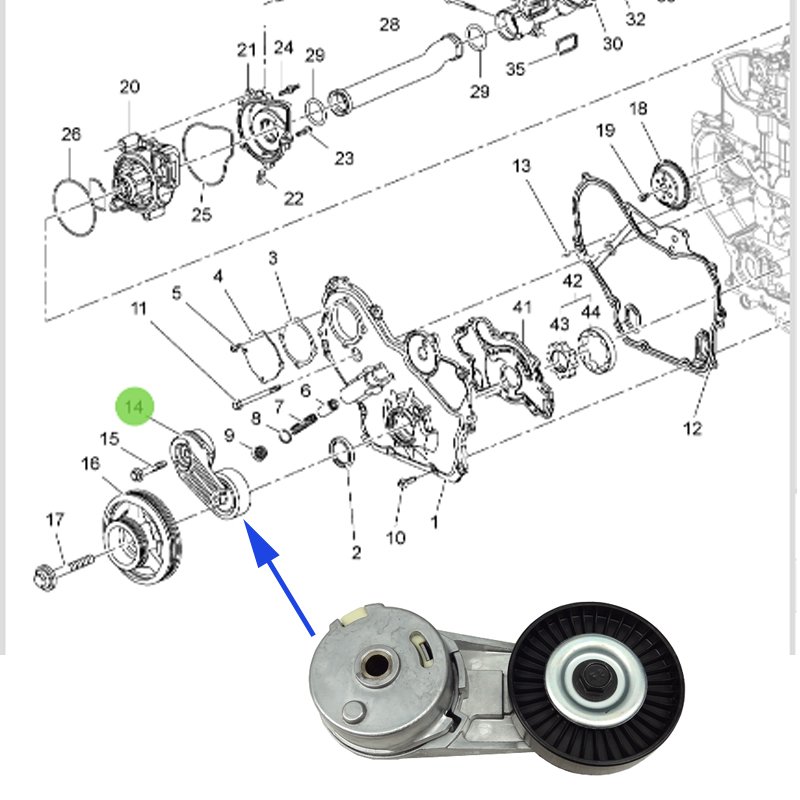 Automotive parts 2.0T transmission belt tensioner assembly for AMLIBU SLS Regal Larcosse OE 93737680 24430296 tensioner pulley
