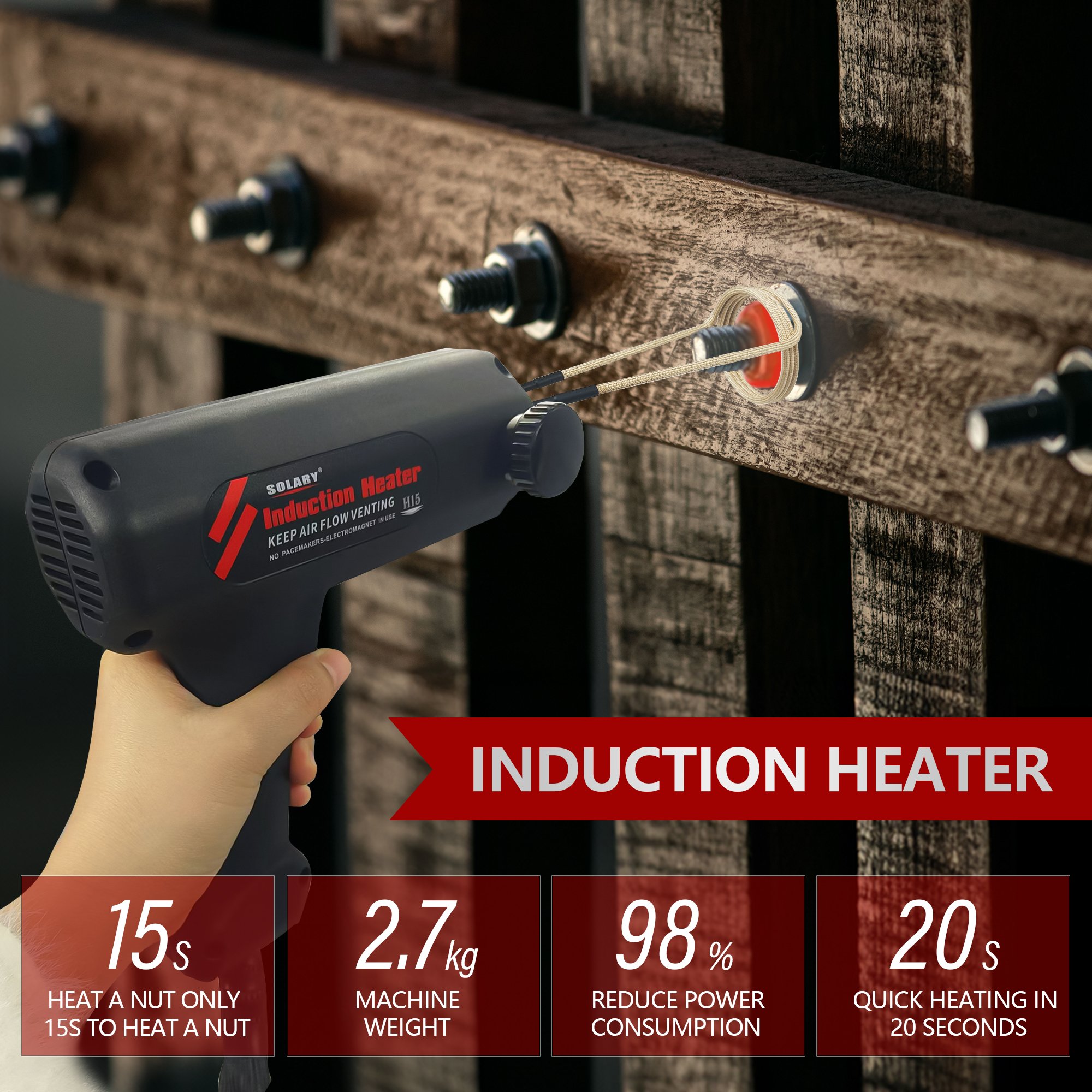 Portable 110V/220V Induction Heater Kit 30s Fast Heating for Metal Bearings Gears for DIY Forging Body Repair Industrial Use