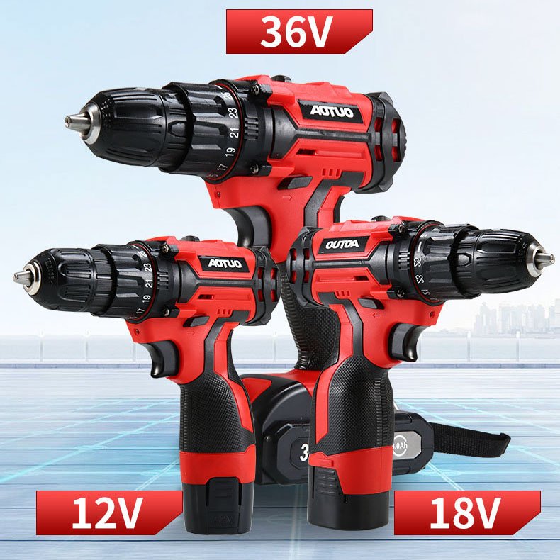 1150RPM 2-Speed Rechargeable Wireless Power Drills Portable Cordless Impact Drill Multifunction Lithium Electric Screwdriver Set