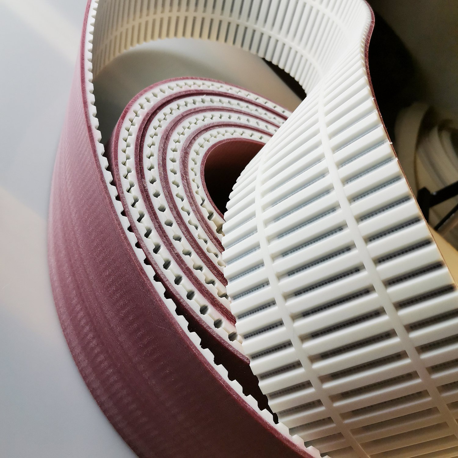 Polyurethane open ended timing belt with coating for embroidery machine pu transmission belts