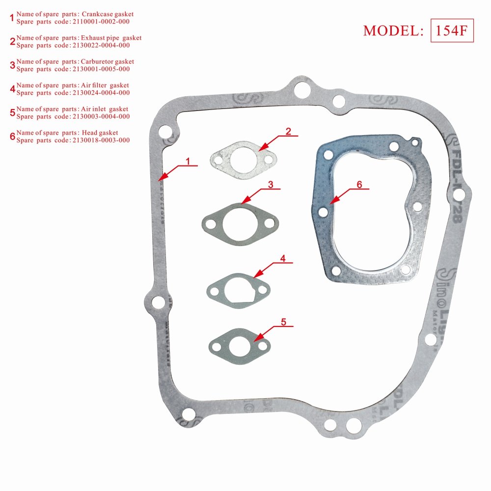High Quality Generator Accessories Carburetor gasket Air filter gasket Generator Spare Parts generator pump power accessories