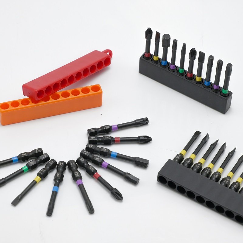 10pcs S2 Steel 50mm 1/4" Strong Magnetic Precision Screw Bit Set With Good Screw Bit Organizer, Mixed With Different Bit Head