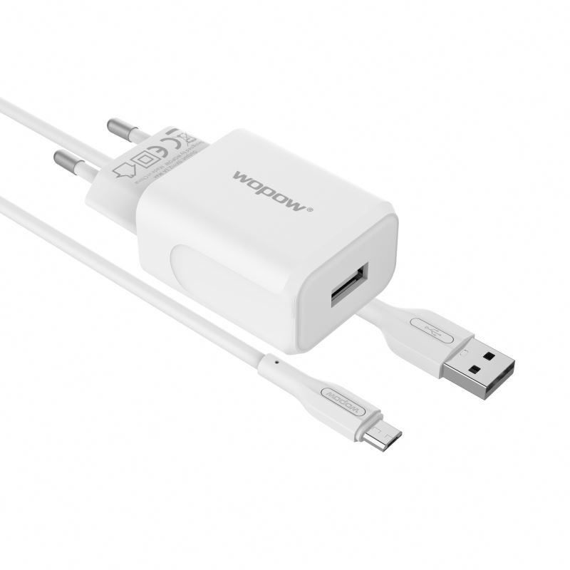 WOPOW WA03-M Smart travel white phone mobile accessories charger with micro usb cable