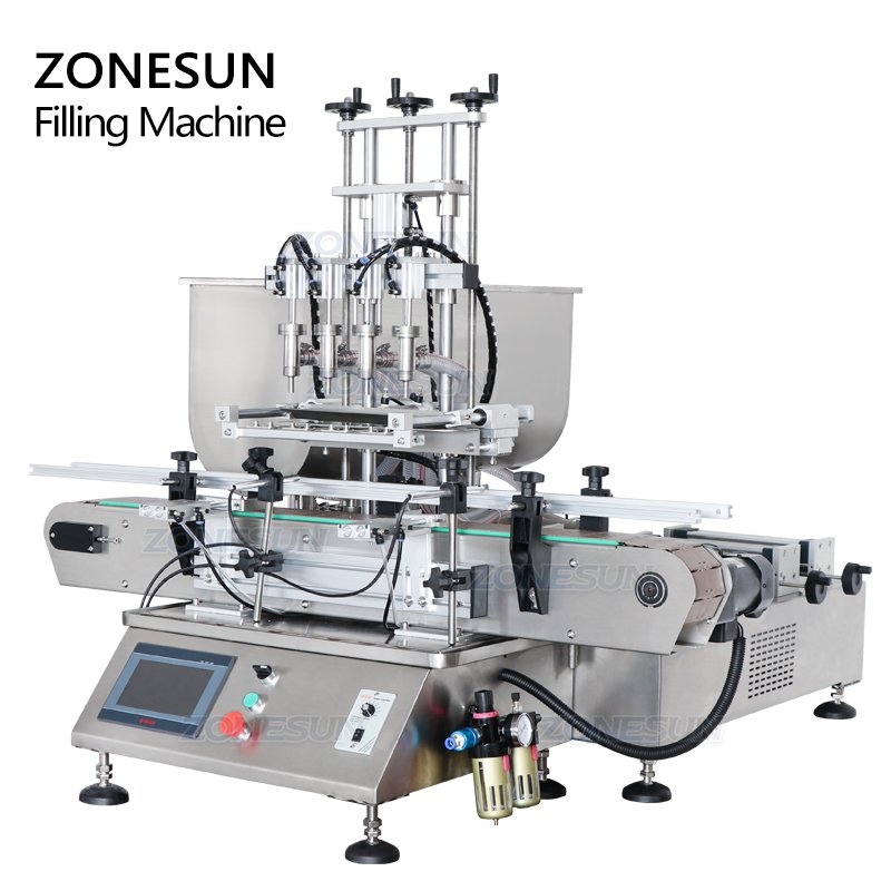 ZONESUN ZS-DTGT4T Desktop 4 Heads Piston Pump Paste Automatic Cheese Penumatic Filling Machine