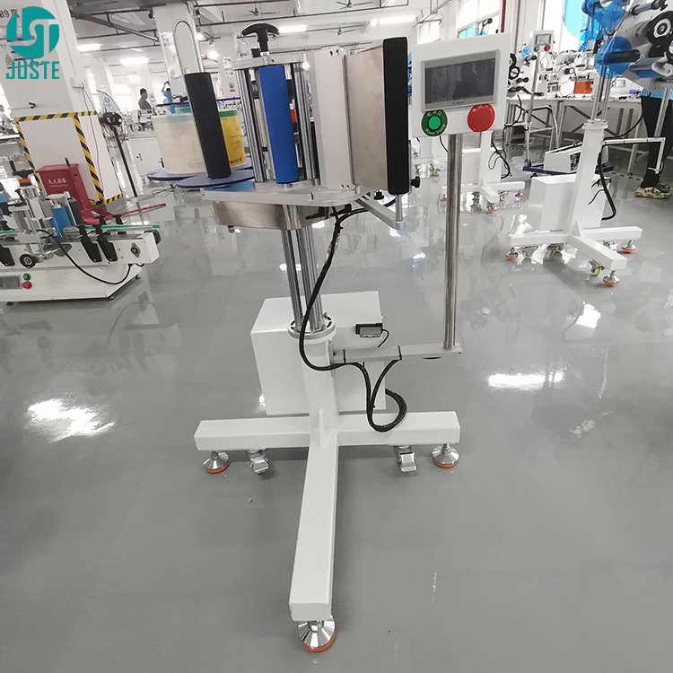 Vertical Automatic Side Label Applicator Head 7 Inch Paper Sticker Labeling Machine for PET Square Bottle Bucket Honey Jar Boxes