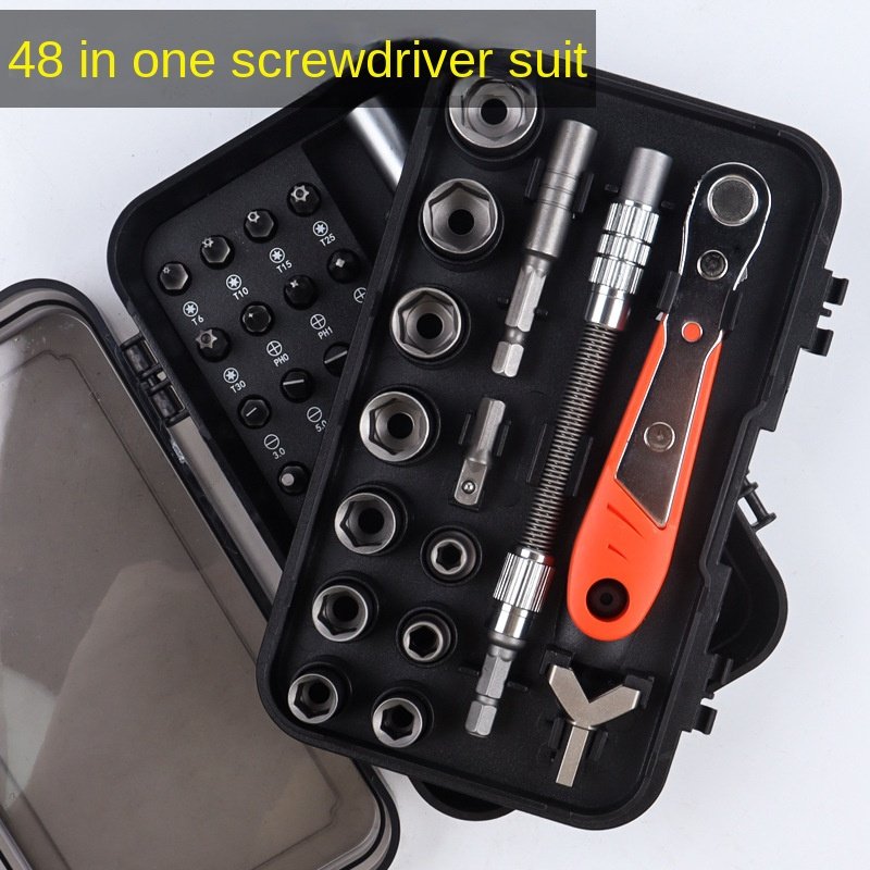 Super Hard Ratchet Wrench Socket Screwdriver Suit Universal Electric Vehicle Repair Tool For Household & Auto Hand Operated