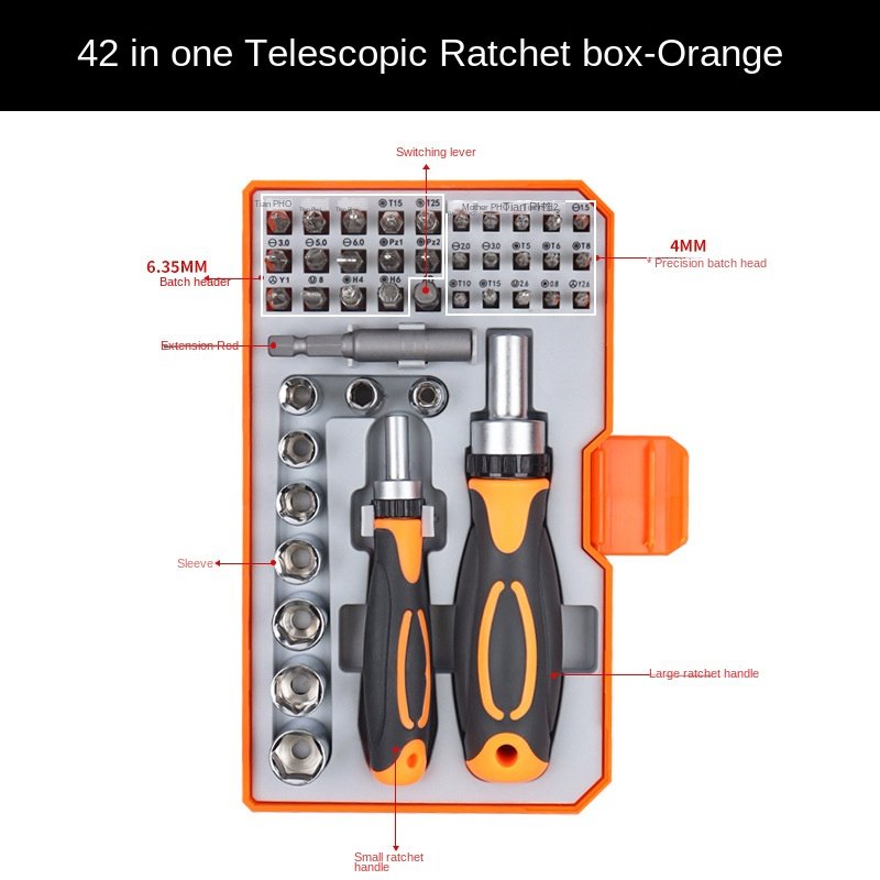 Super Hard Ratchet Wrench Socket Screwdriver Suit Universal Electric Vehicle Repair Tool For Household & Auto Hand Operated