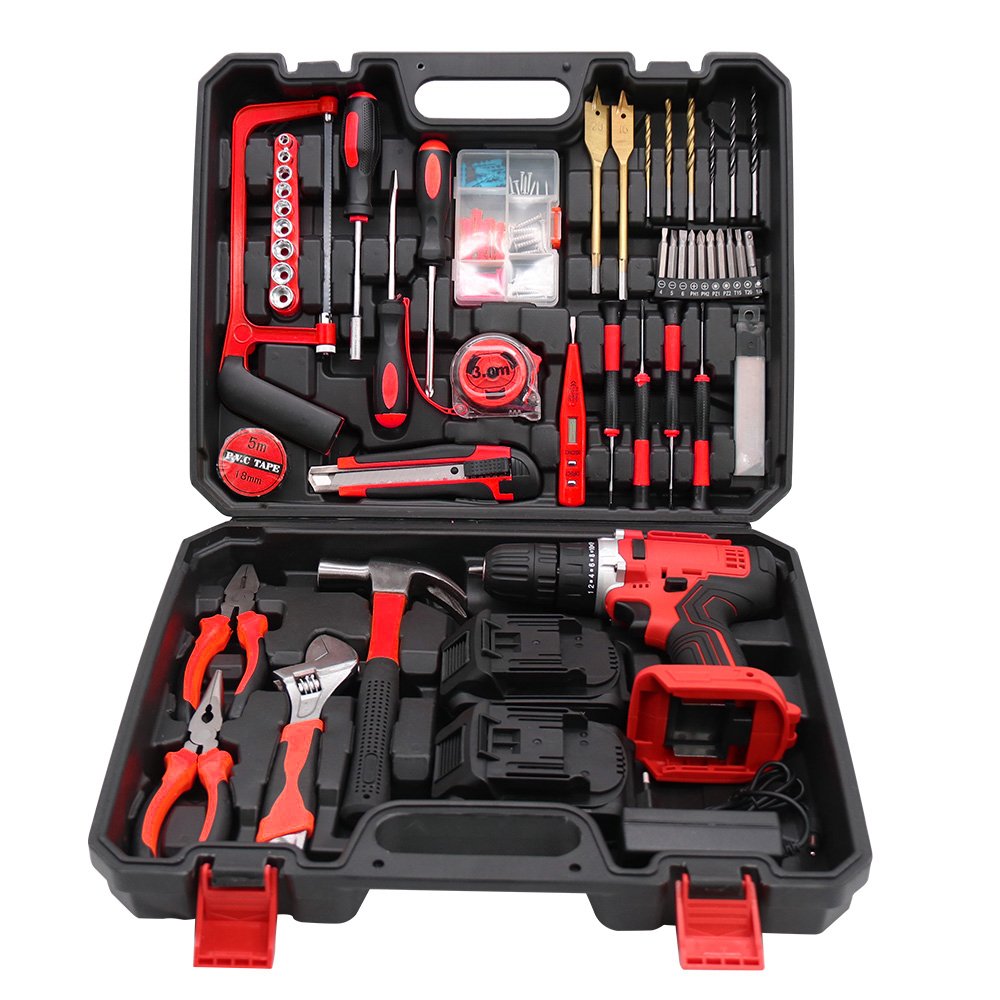 108pcs Power Tool Set Box 21V Other Hand Tools Battery Drill drilling machines electric Lithium Cordless Drill With Accessories