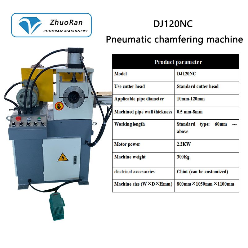 DJ120NC pneumatic chamfering machines for stainless steel round rod bar pipe tube