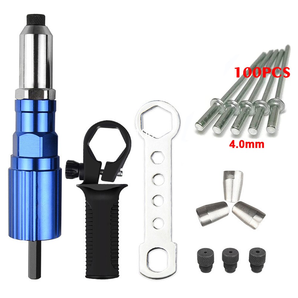 Electric Rivet Gun Adapter Aluminum Casting Housing Non-slip Handle for Cordless Drill Electric Riveting Riveter Insert Tool