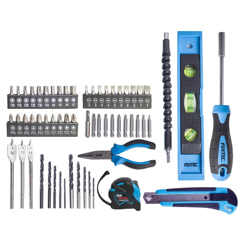 FIXTEC 12V Cordless Drill Kit Machine Set Hand Tools and Power Tools with 60pcs Accessories Electric Tools for Electrician