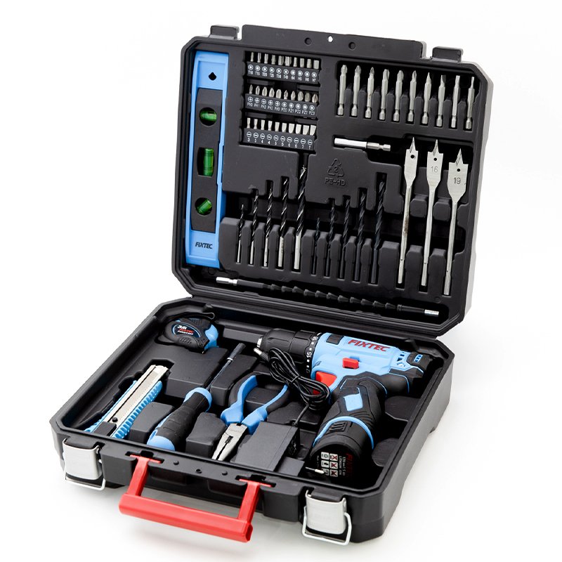 FIXTEC 12V Cordless Drill Kit Machine Set Hand Tools and Power Tools with 60pcs Accessories Electric Tools for Electrician