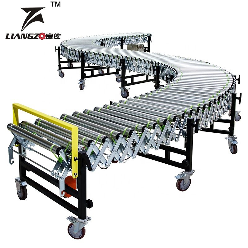 LIANGZO Electric Power Retractable Flexible Expandable Roller Conveyor for Sale